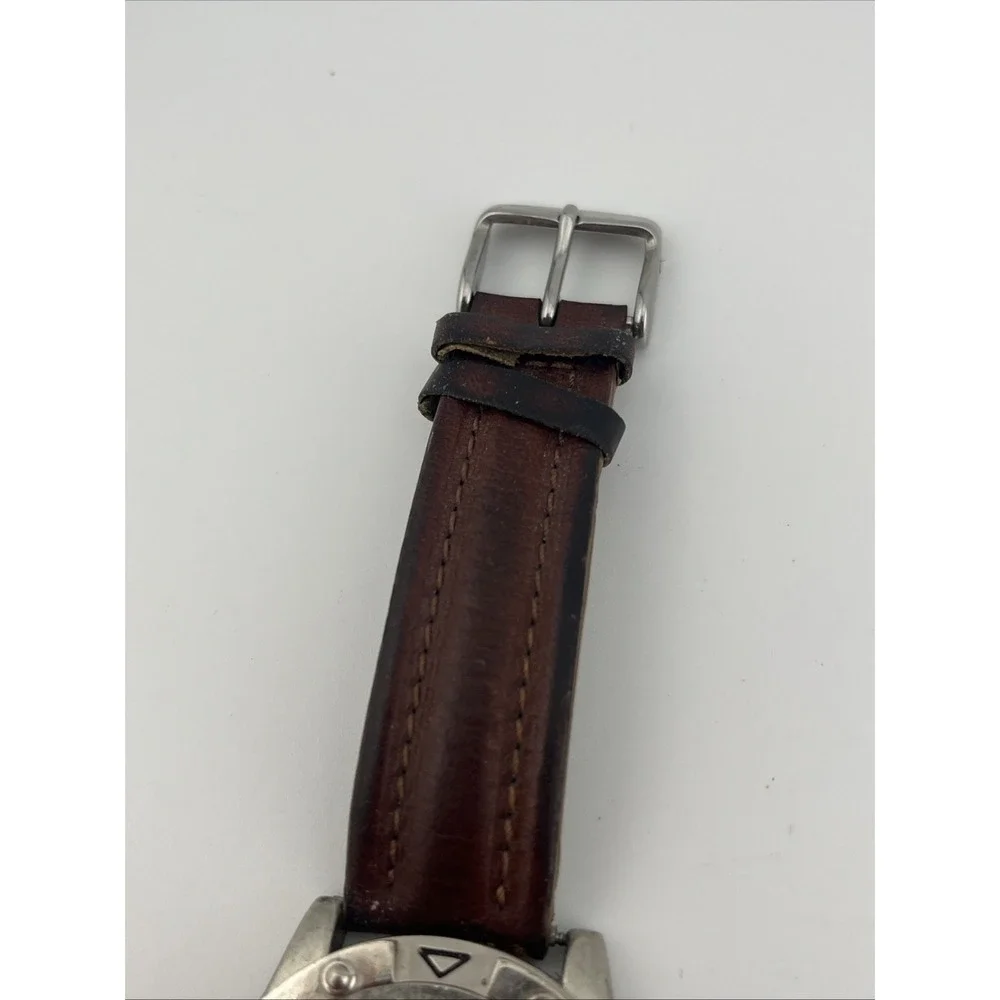 Wrangler Hero Watch Men 40mm Case Blue Dial Brown Leather Band- New Battery‎